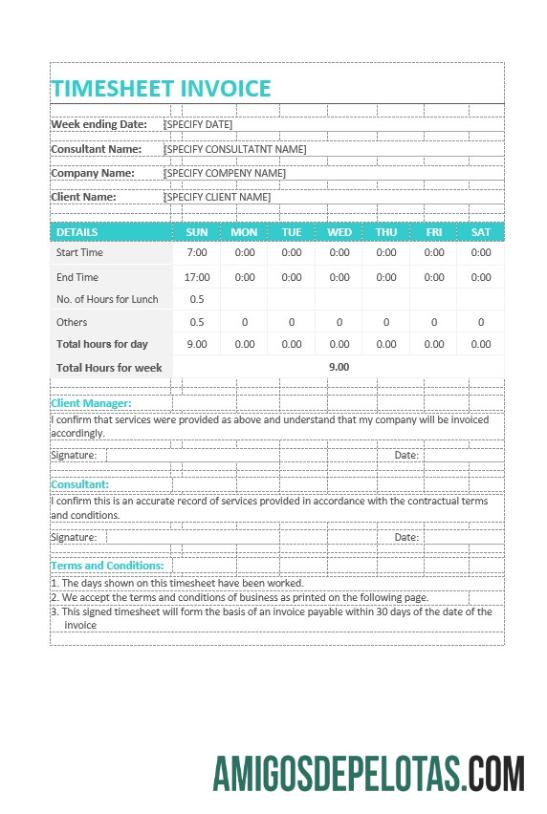 para download Exemplo de modelo de fatura de quadro de horários